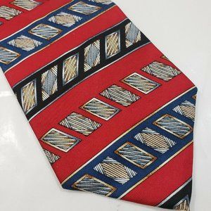 Andhurst Men Silk Necktie Red Blue 57" L 4" W
